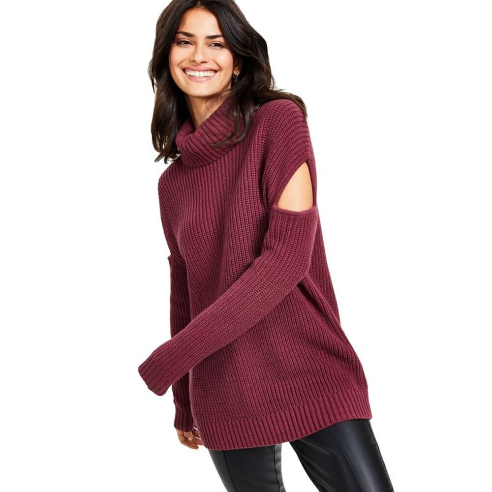 Bar III Women's Turtleneck Cutout Sweater